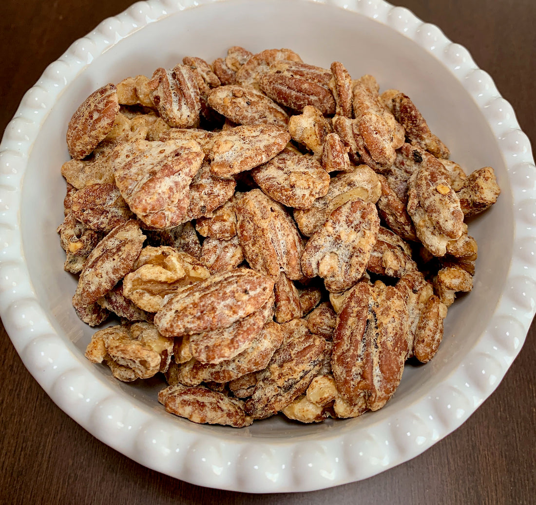 bowl of candied pecans