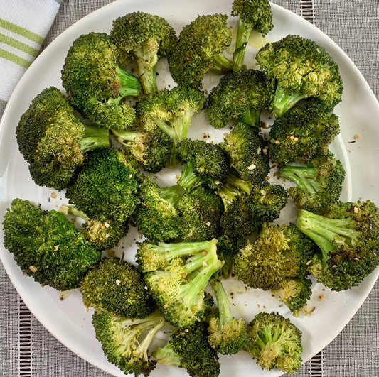 plate of roasted broccoli