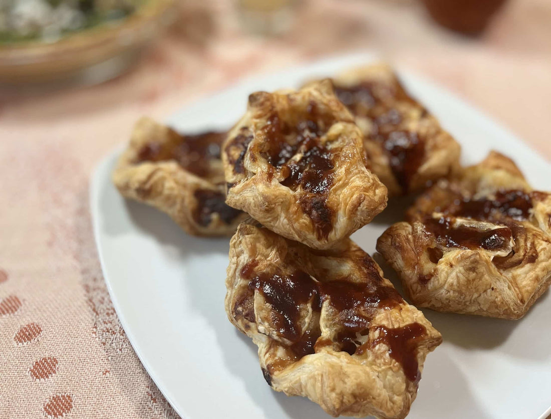 plate of sticky sweet apple brie danish