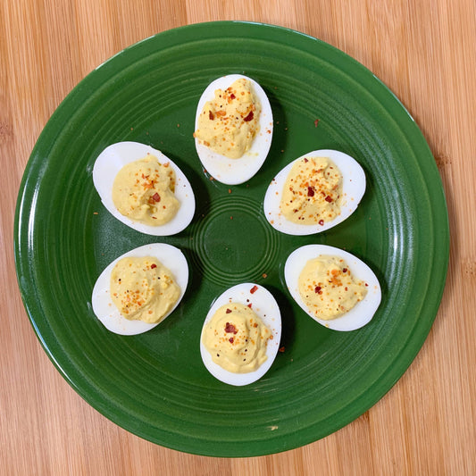 plate of Sweet Heat Deviled Eggs