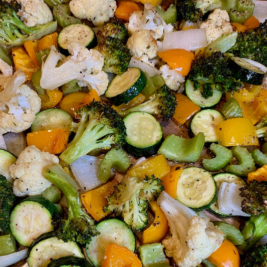 sheet pan of veggie medley