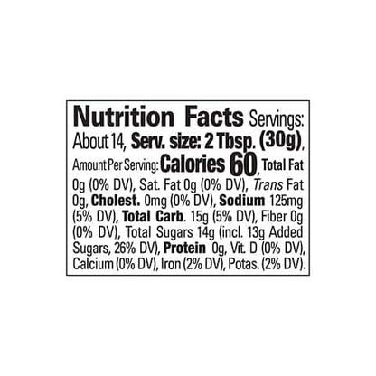 Sticky Sweet Sauce Nutritional Facts Panel