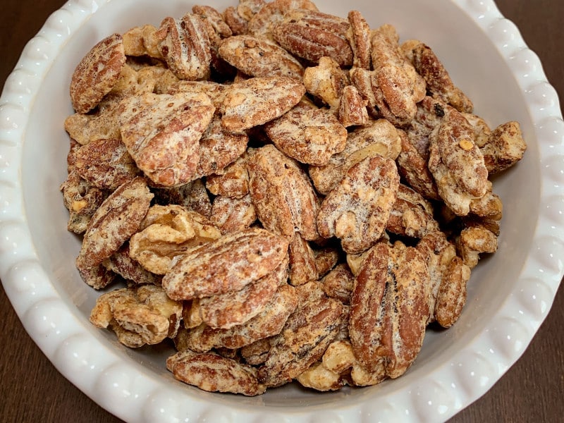 bowl of candied nuts